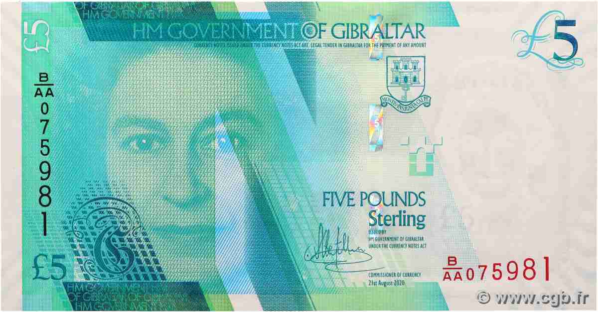 5 Pounds Sterling GIBRALTAR 2020 P.42 FDC