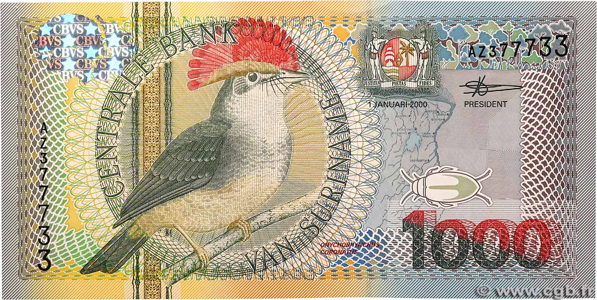 1000 Gulden SURINAM 2000 P.151 UNC