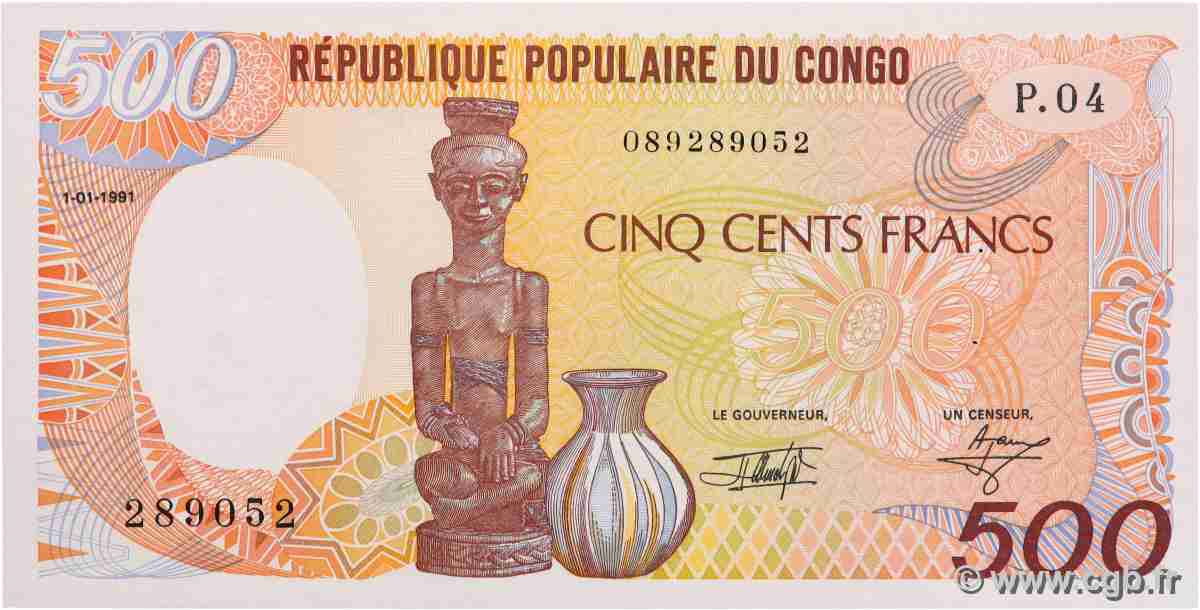 500 Francs type 1985 CONGO 1991 A.216f SPL