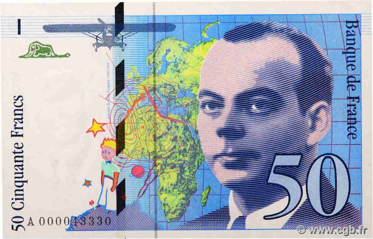 50 Francs SAINT-EXUPÉRY Petit numéro FRANCE 1992 F.72.01aA UNC