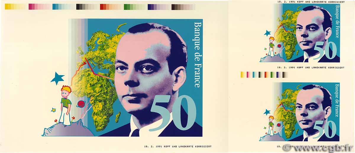 50 Francs SAINT-EXUPÉRY Épreuve FRANCE 1991 NE.1991 UNC