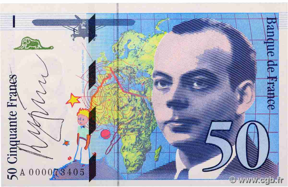 50 Francs SAINT-EXUPÉRY FRANCE 1992 F.72.01aA UNC