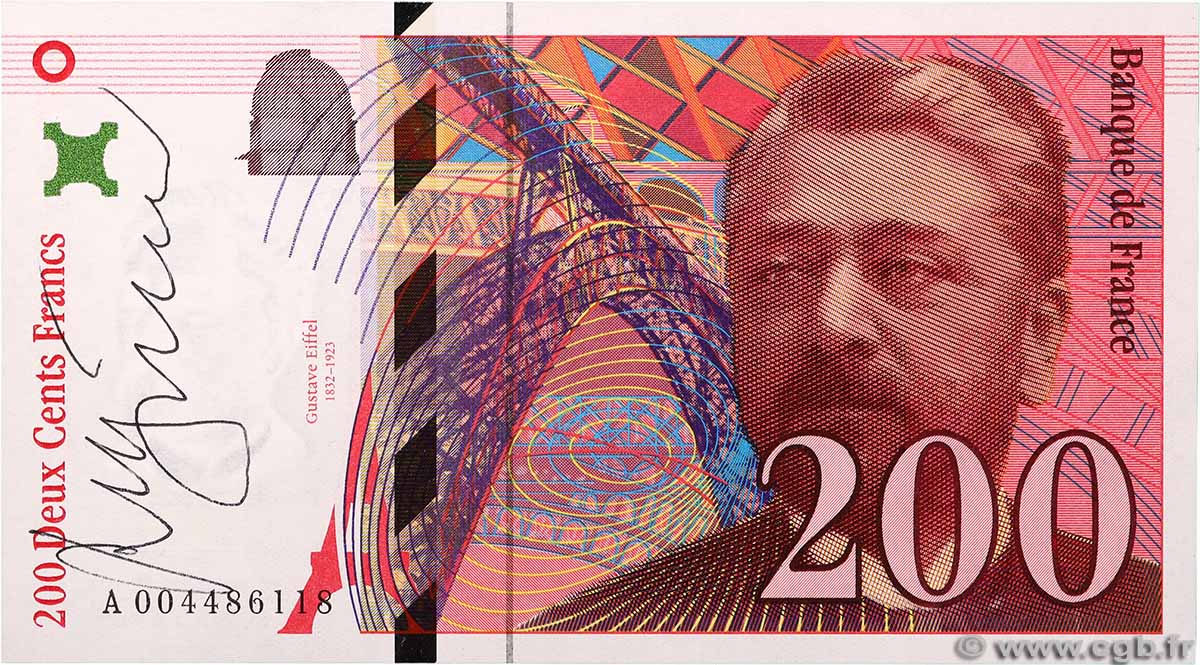 200 Francs EIFFEL FRANCE 1995 F.75.01A UNC