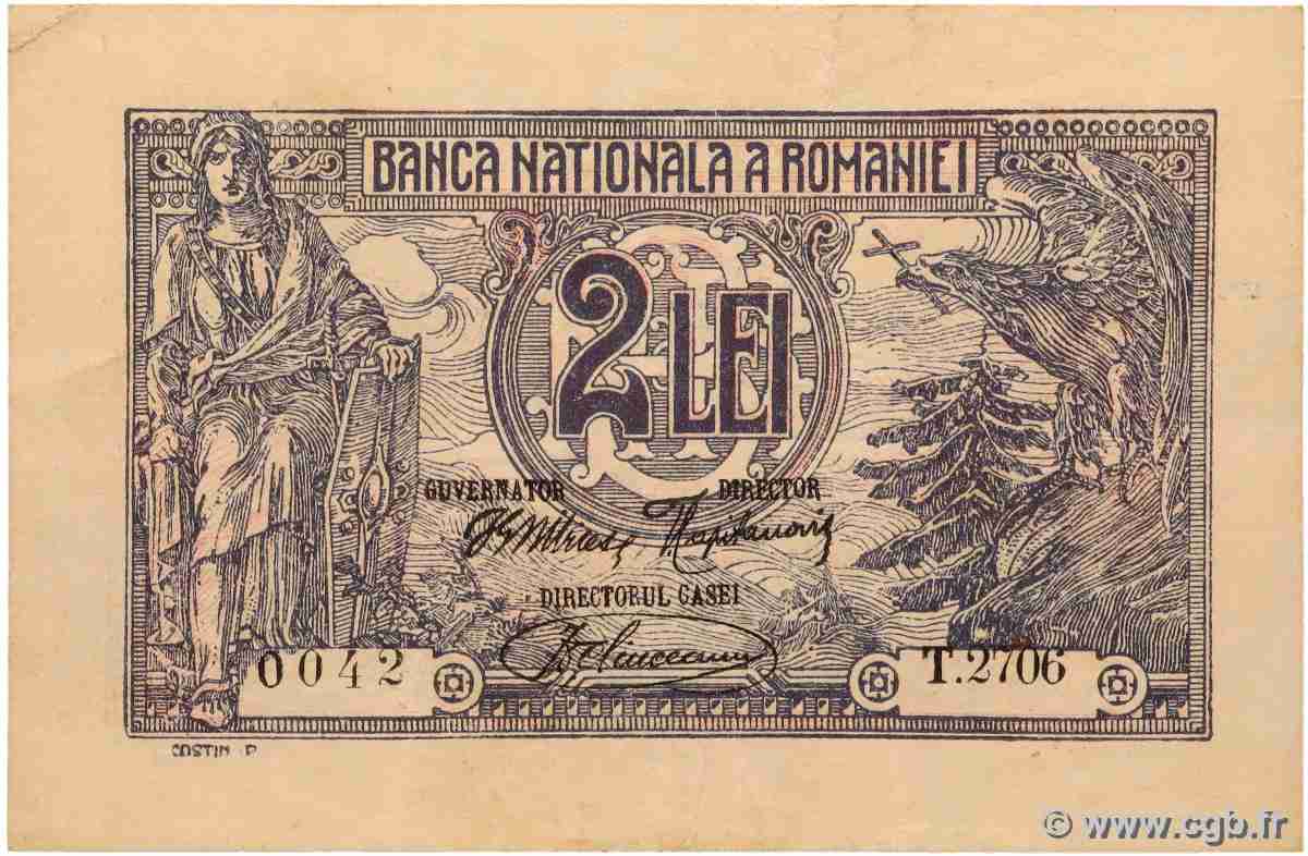 2 Lei ROMANIA 1920 P.027 VF