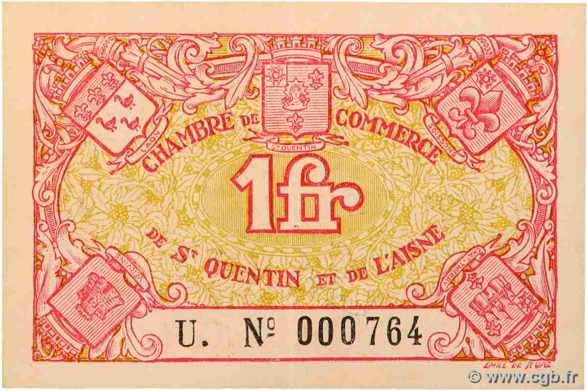 1 Franc Petit numéro FRANCE régionalisme et divers Saint-Quentin 1918 JP.116.03 pr.SUP