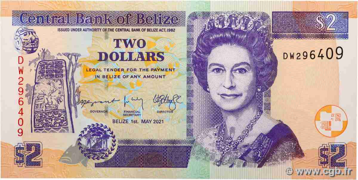 2 Dollars BELIZE 2021 P.66g pr.NEUF