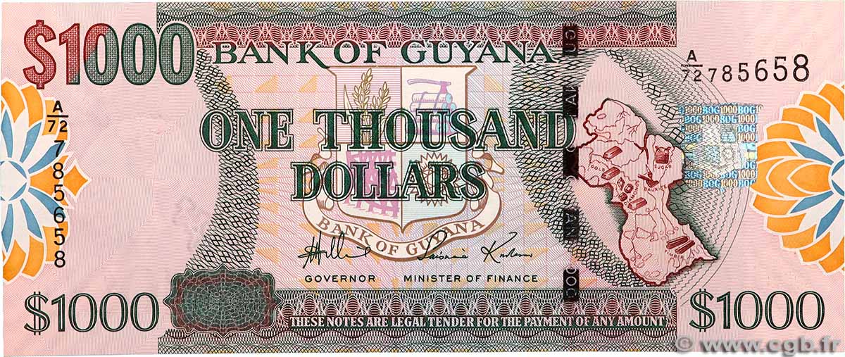 1000 Dollars GUYANA 2009 P.39a ST