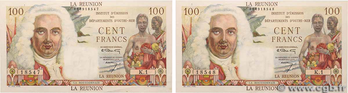 100 Francs La Bourdonnais Consécutifs ÎLE DE LA RÉUNION 1946 P.45a TTB+