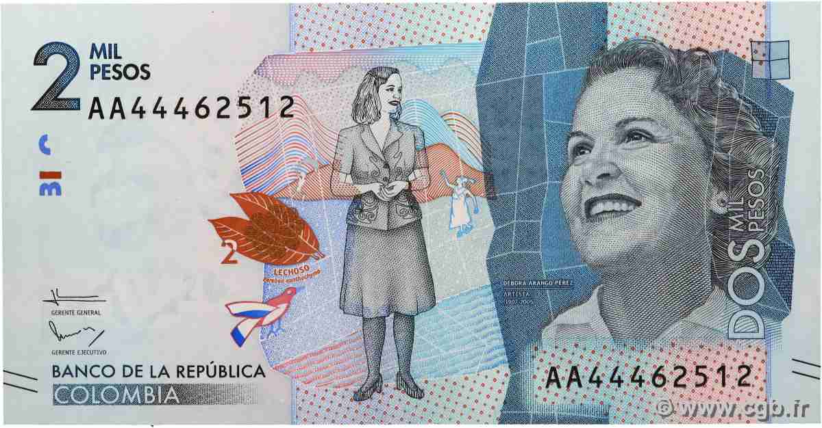 2000 Pesos KOLUMBIEN 2015 P.458a ST