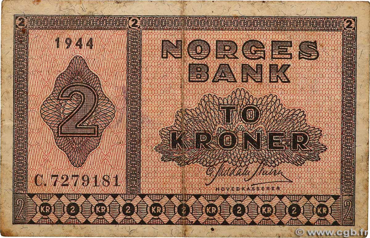 2 Kroner NORVÈGE 1944 P.16a1 TB+