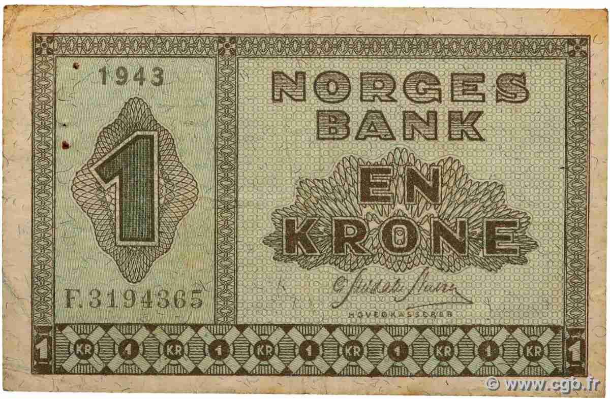 1 Krone NORVÈGE 1943 P.15a TB+