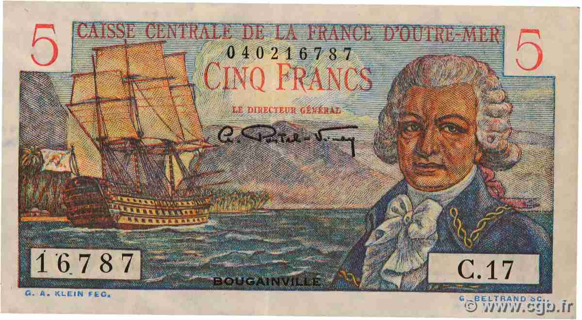 5 Francs Bougainville CCFOM AFRIQUE ÉQUATORIALE FRANÇAISE 1947 A.129a fVZ