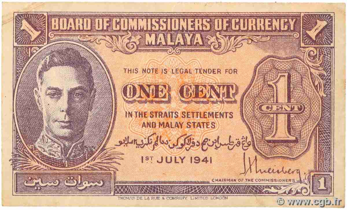 1 Cent MALAYA 1941 P.06 TTB