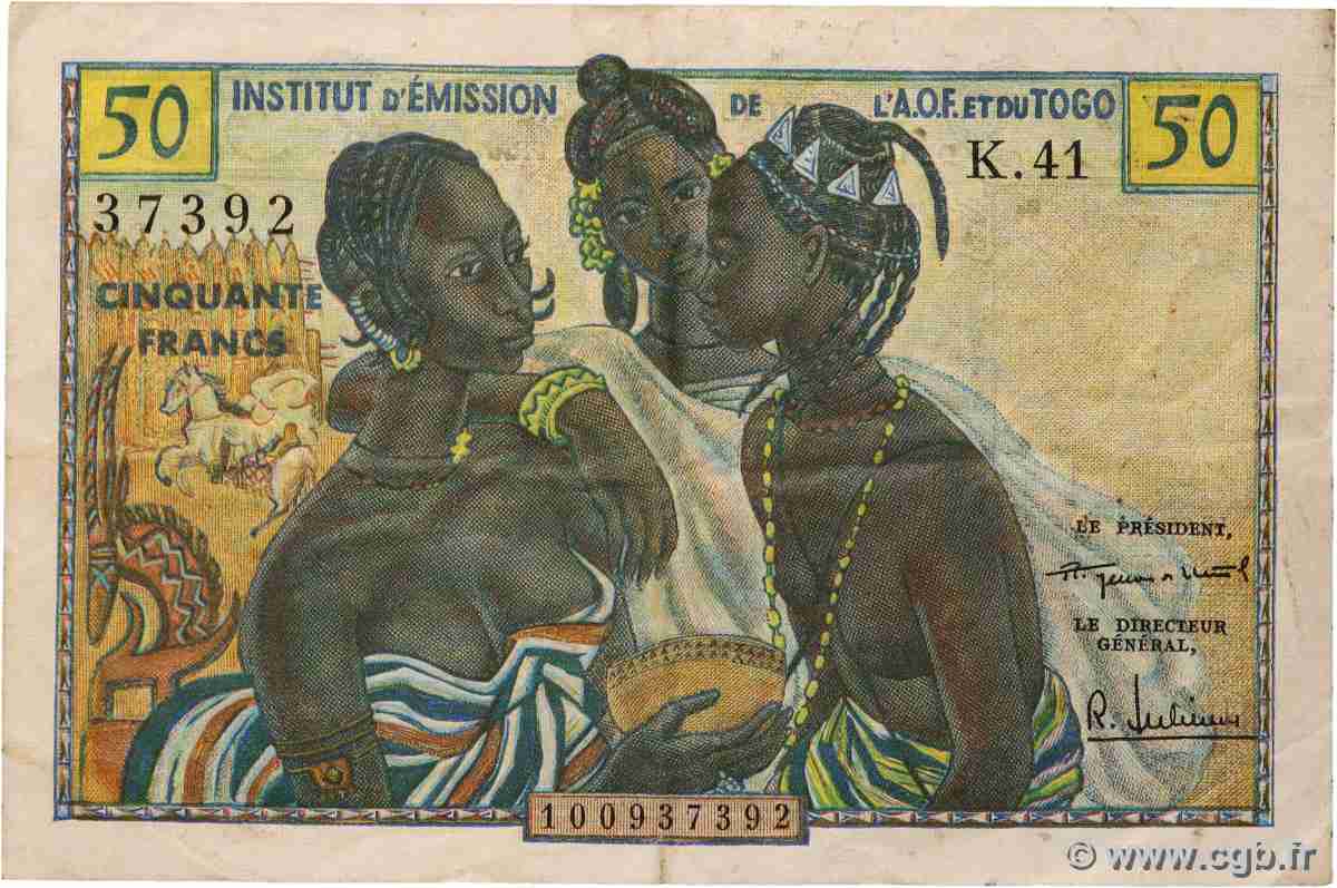 50 Francs AFRIQUE OCCIDENTALE FRANÇAISE (1895-1958) 1956 P.45 TTB