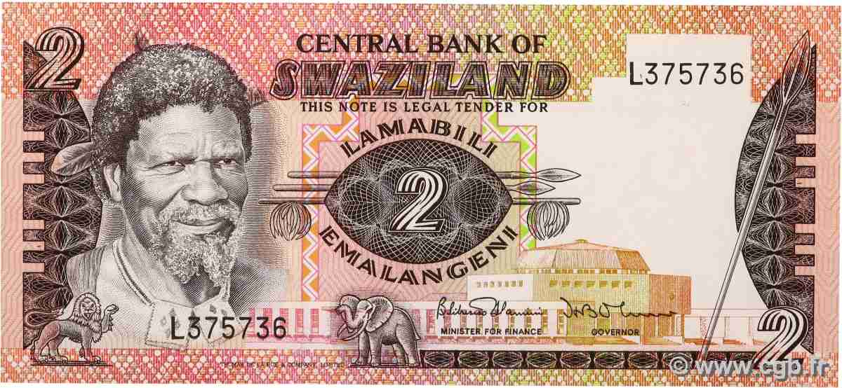 2 Emalangeni SWASILAND 1984 P.08b fST+