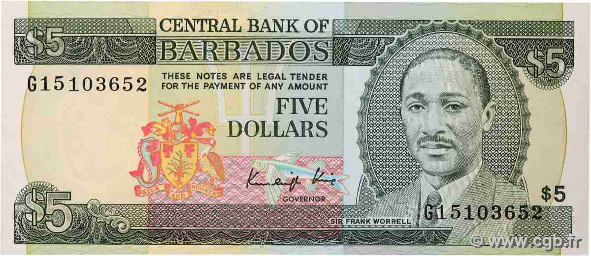 5 Dollars BARBADOS 1986 P.37 FDC
