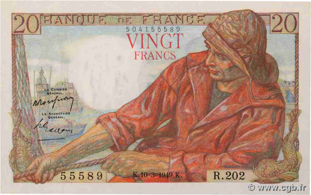 20 Francs PÊCHEUR FRANCE 1949 F.13.14 pr.NEUF
