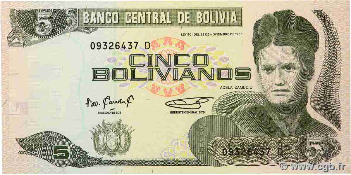 5 Bolivianos BOLIVIE 1995 P.217 NEUF