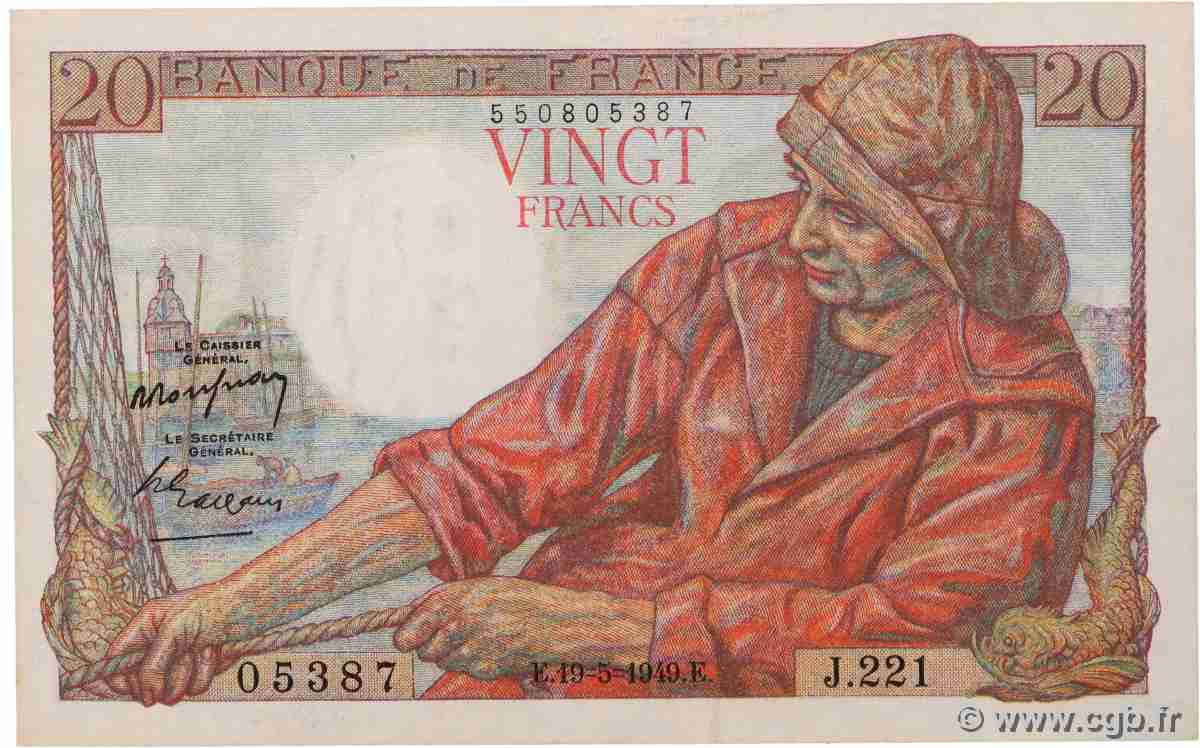 20 Francs PÊCHEUR FRANCE 1949 F.13.15 SUP