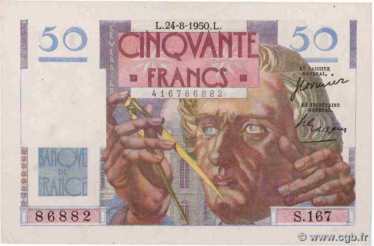 50 Francs LE VERRIER FRANCE 1950 F.20.16 TTB+