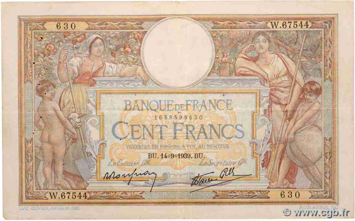 100 Francs LUC OLIVIER MERSON type modifié FRANCE 1939 F.25.49 TB