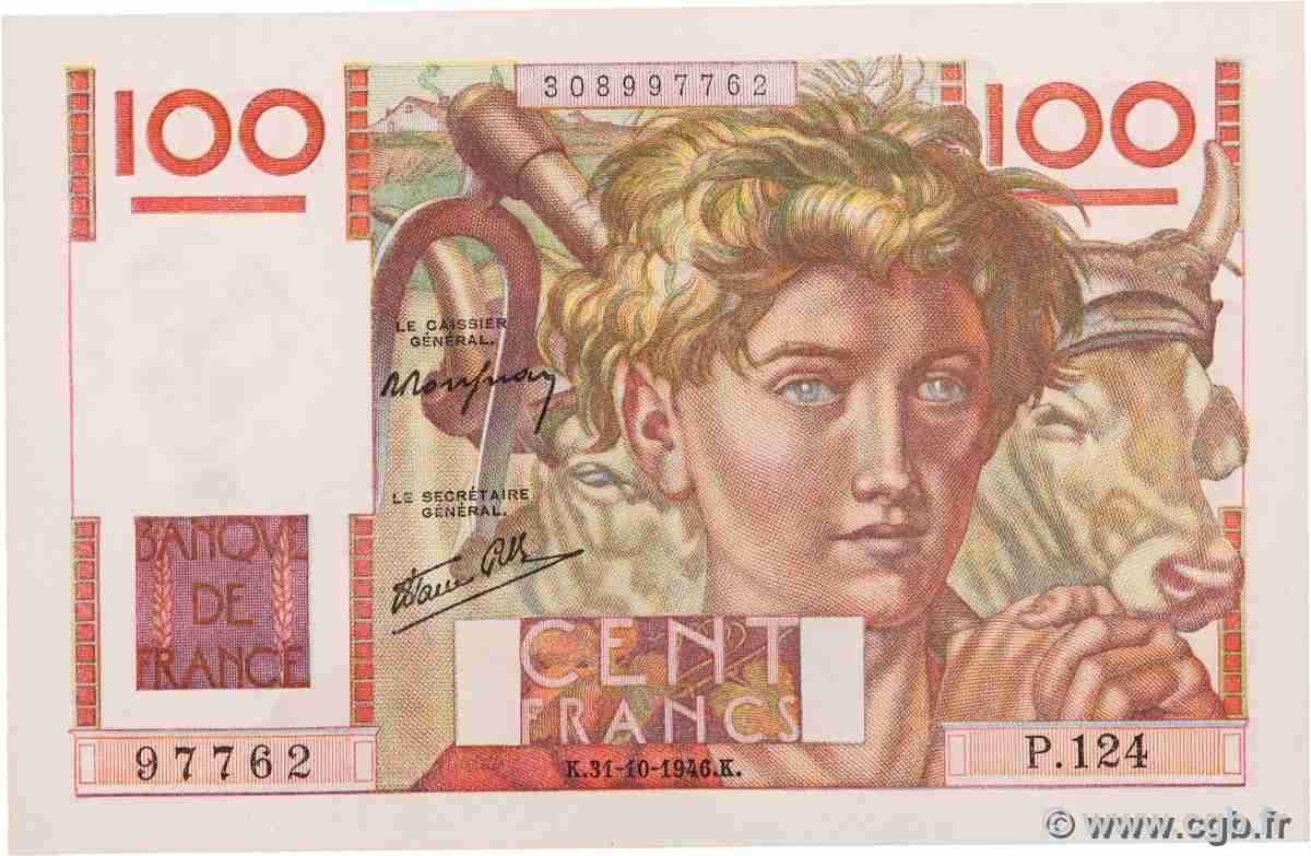 100 Francs JEUNE PAYSAN FRANCE 1946 F.28.10 SPL