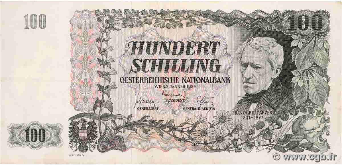 100 Schilling ÖSTERREICH 1954 P.133 fVZ