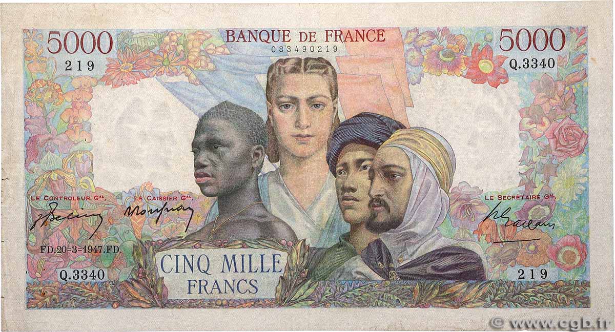 5000 Francs EMPIRE FRANÇAIS FRANCIA 1947 F.47.59 BC