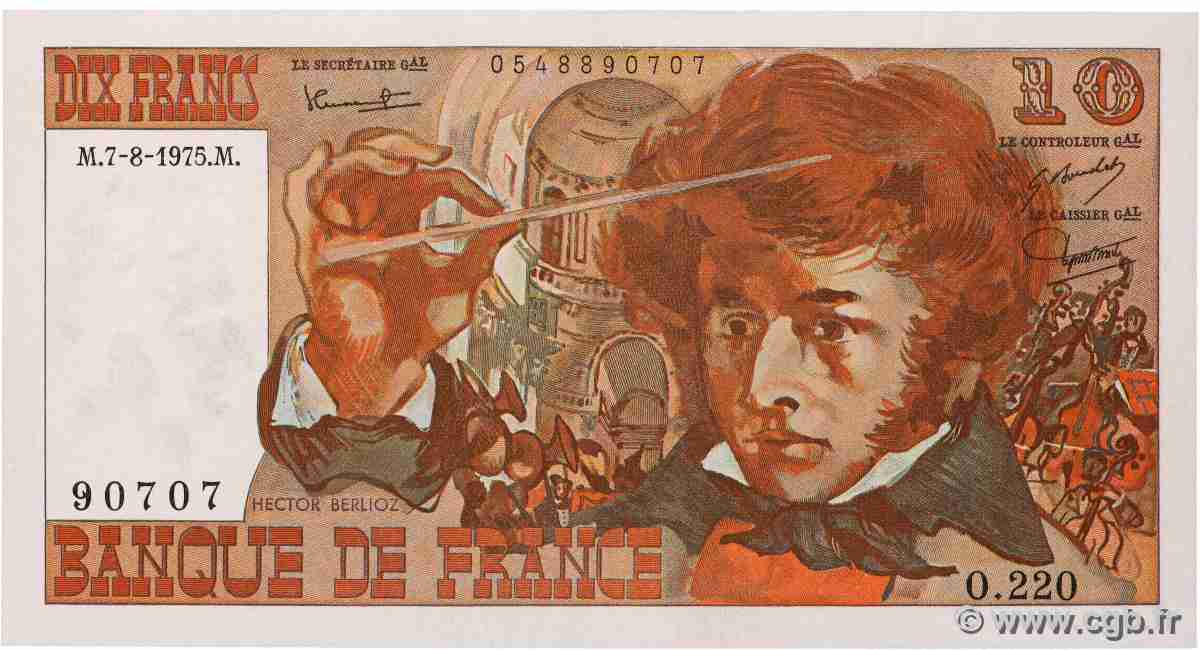 10 Francs BERLIOZ FRANCE 1975 F.63.12 SUP