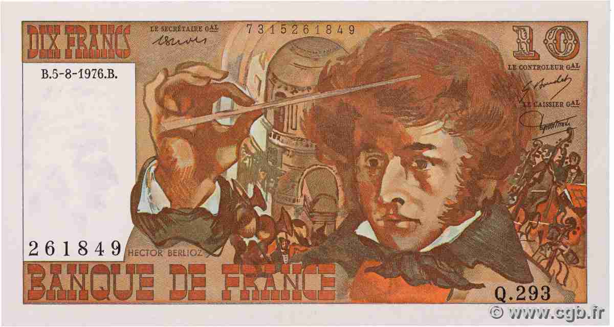10 Francs BERLIOZ FRANCE 1976 F.63.20 SUP
