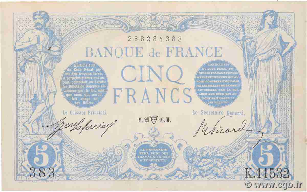 5 Francs BLEU FRANCE 1916 F.02.38 TTB+
