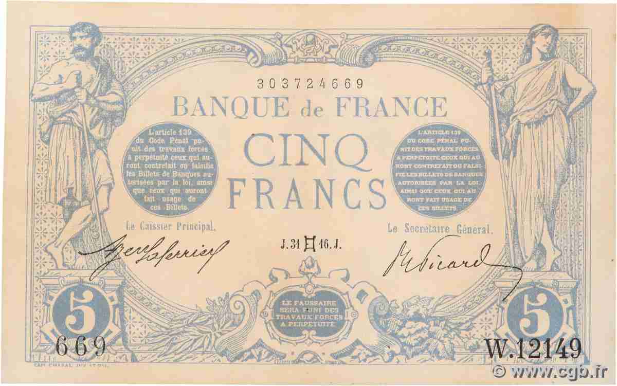 5 Francs BLEU FRANCE 1916 F.02.39 TTB
