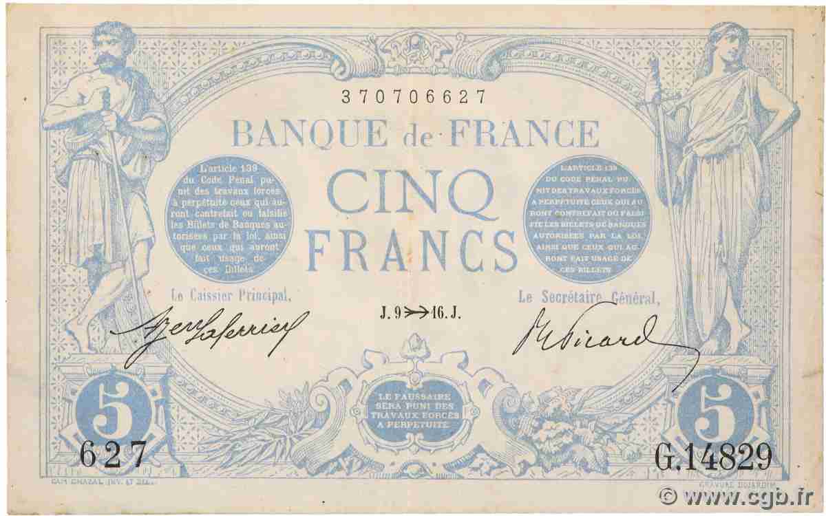 5 Francs BLEU FRANCE 1916 F.02.45 TTB