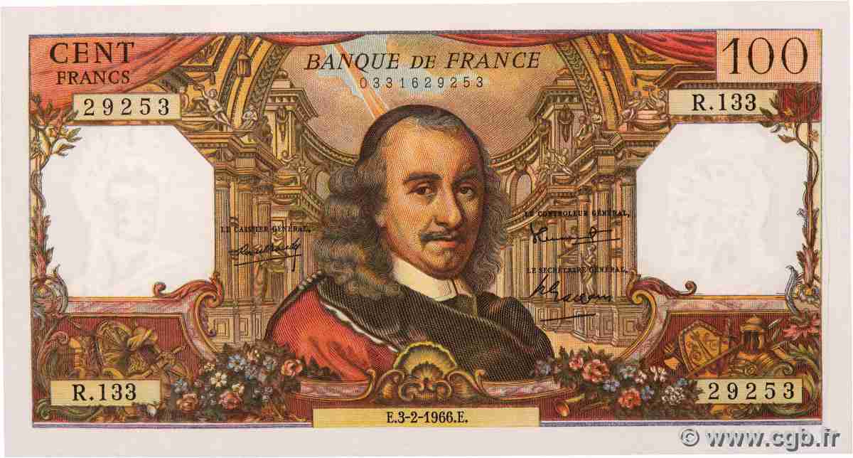 100 Francs CORNEILLE FRANCE 1966 F.65.11 SUP
