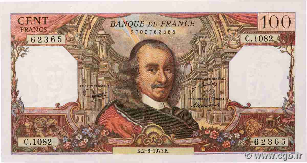 100 Francs CORNEILLE FRANCE 1977 F.65.58 SPL