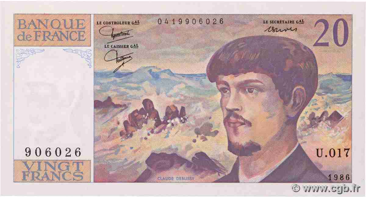 20 Francs DEBUSSY FRANCE 1986 F.66.07 pr.NEUF