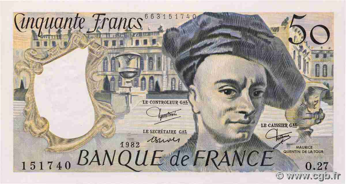 50 Francs QUENTIN DE LA TOUR FRANCE 1982 F.67.08 pr.NEUF