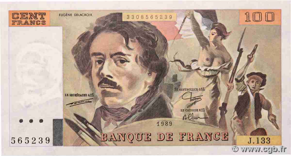 100 Francs DELACROIX modifié FRANCE 1989 F.69.13a SPL