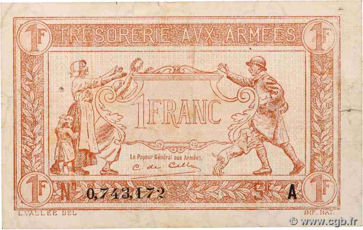1 Franc TRÉSORERIE AUX ARMÉES 1917 FRANCE 1917 VF.03.01 TB+