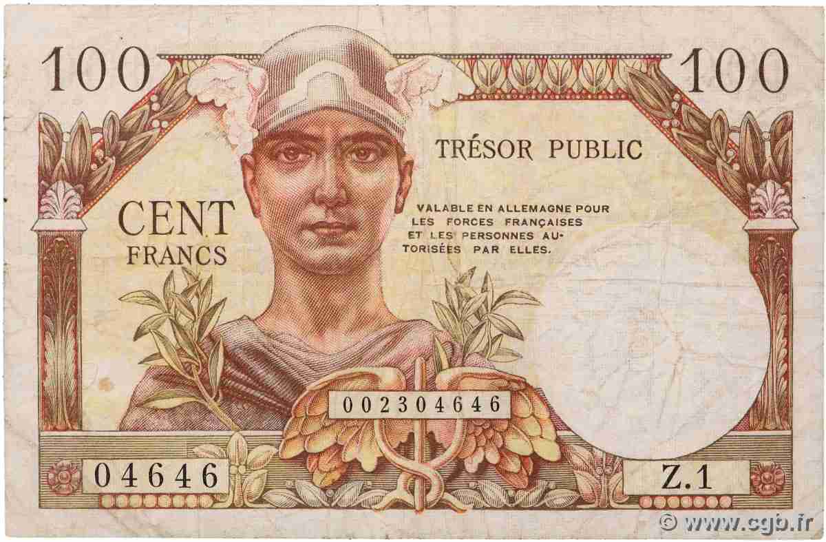 100 Francs TRÉSOR PUBLIC Numéro spécial FRANCE 1955 VF.34.01 B