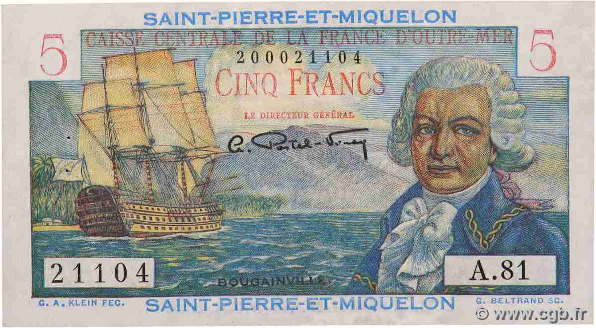 5 Francs Bougainville SAINT-PIERRE UND MIQUELON 1946 P.22 VZ