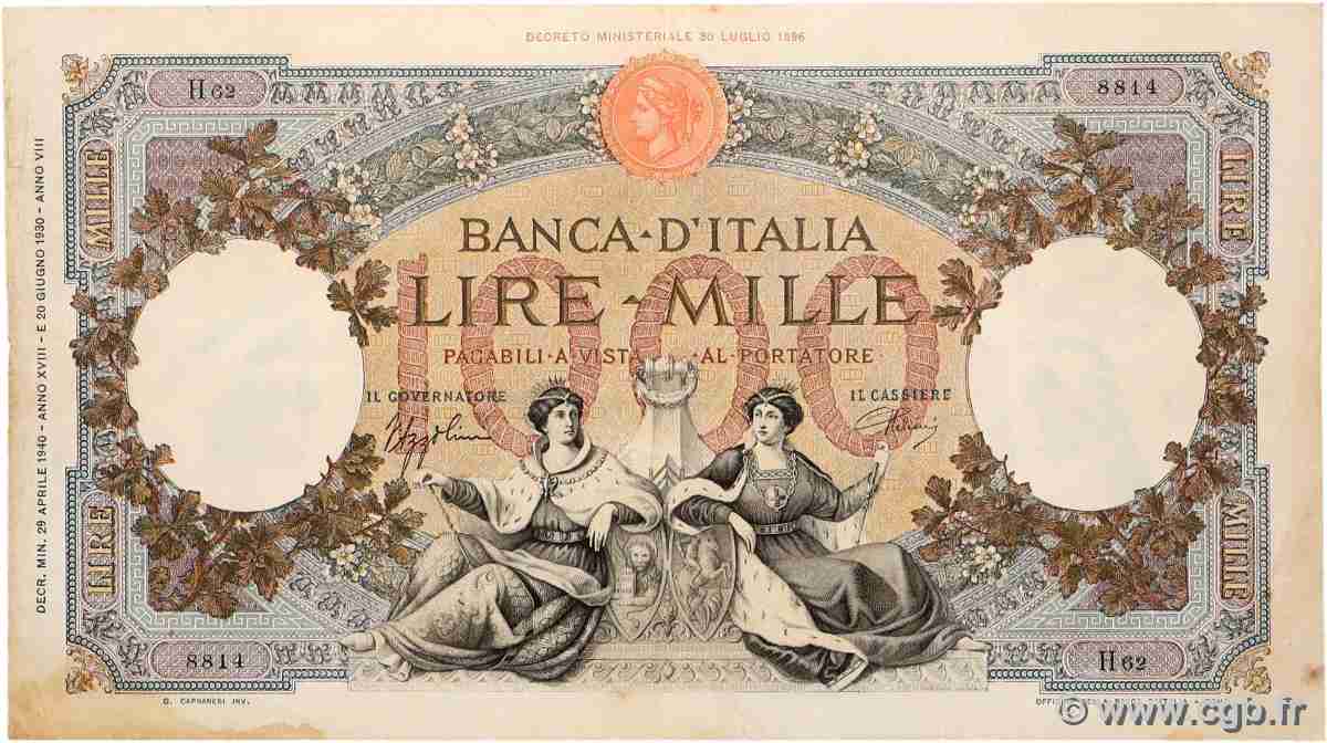 1000 Lire ITALIE 1940 P.056c TB