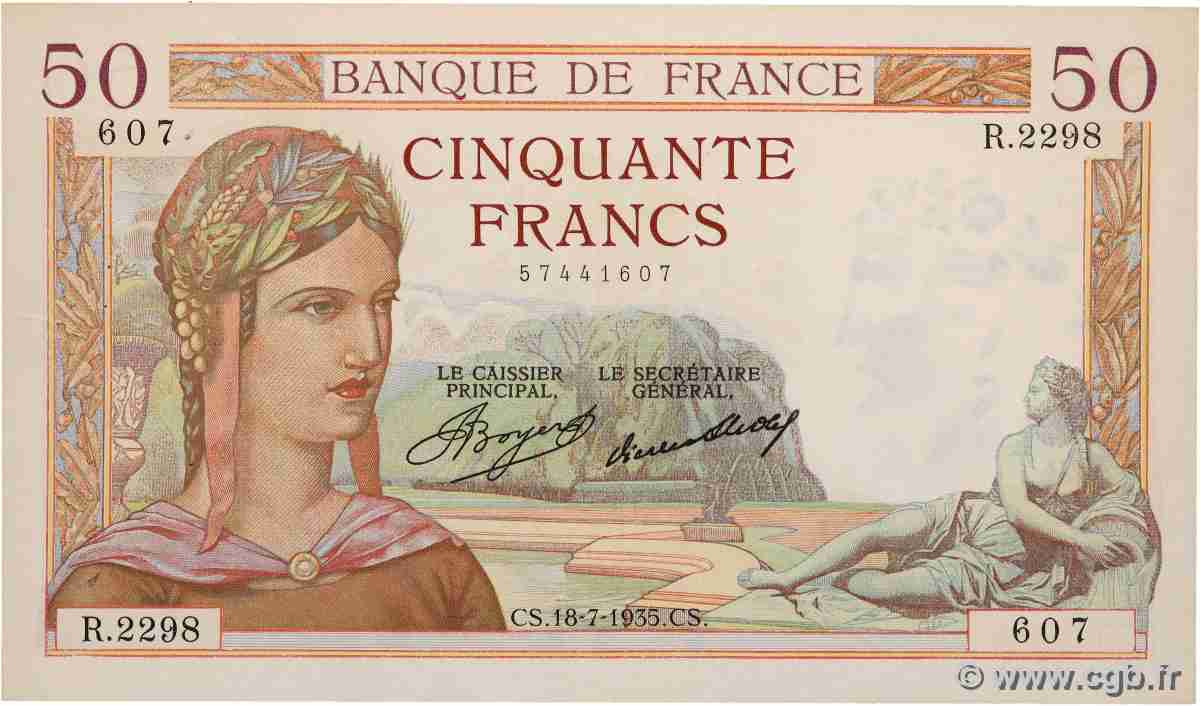 50 Francs CÉRÈS FRANCIA 1935 F.17.13 MBC