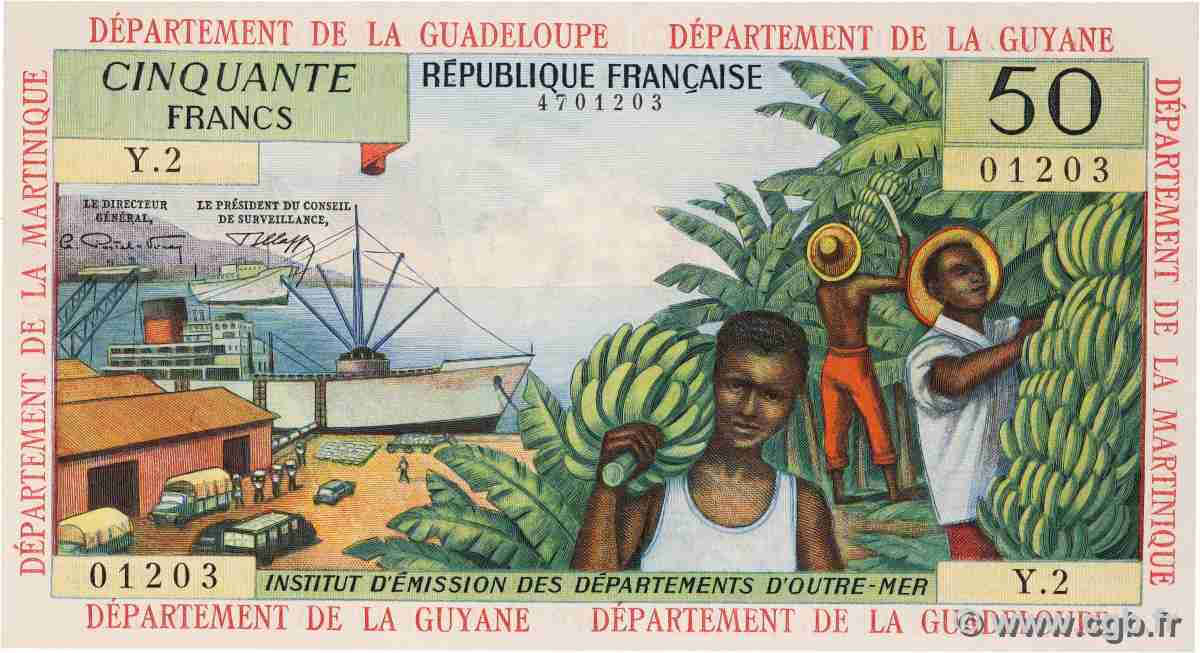 50 Francs FRENCH ANTILLES 1964 P.09b UNC-