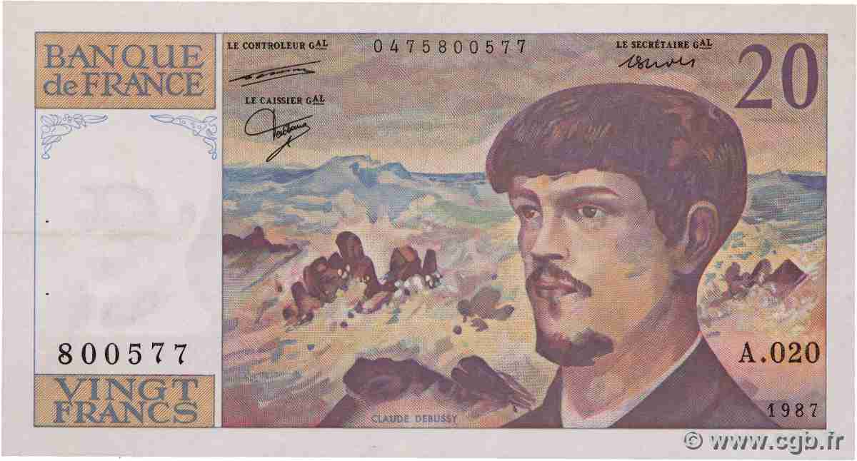 20 Francs DEBUSSY FRANCE 1987 F.66.08A20 TTB