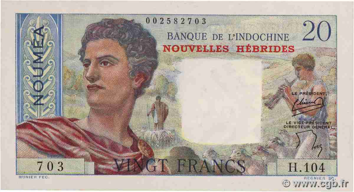 20 Francs NEW HEBRIDES 1951 P.08a XF-