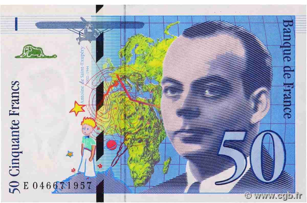 50 Francs SAINT-EXUPÉRY modifié FRANCIA 1996 F.73.03 FDC
