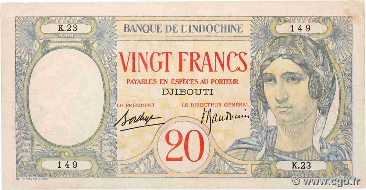 20 Francs DJIBOUTI 1941 P.07A TB