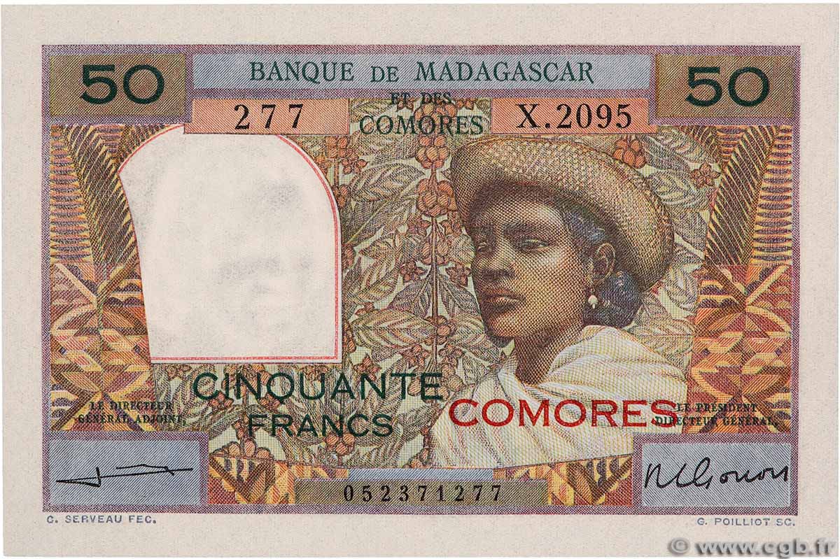 50 Francs COMOROS 1963 P.02b2 AU