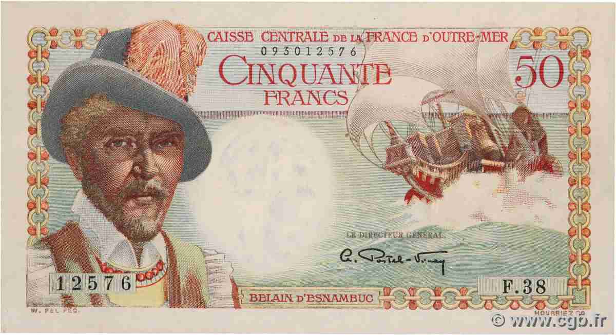 50 Francs Belain d Esnambuc CCFOM FRENCH EQUATORIAL AFRICA 1947 A.132a AU